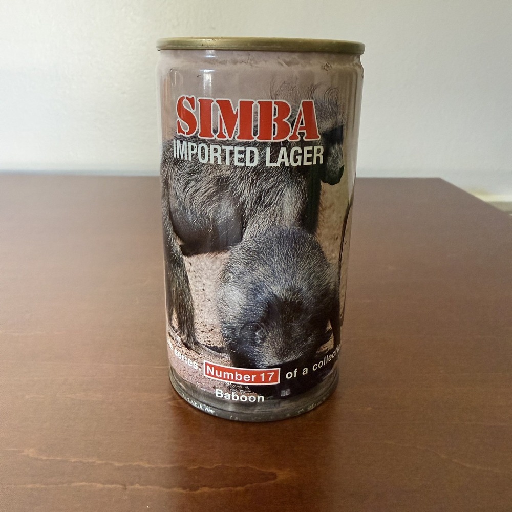 Simba Imported Lager 11 1/2 oz Beer Can BABOON Number 17 Swaziland Africa